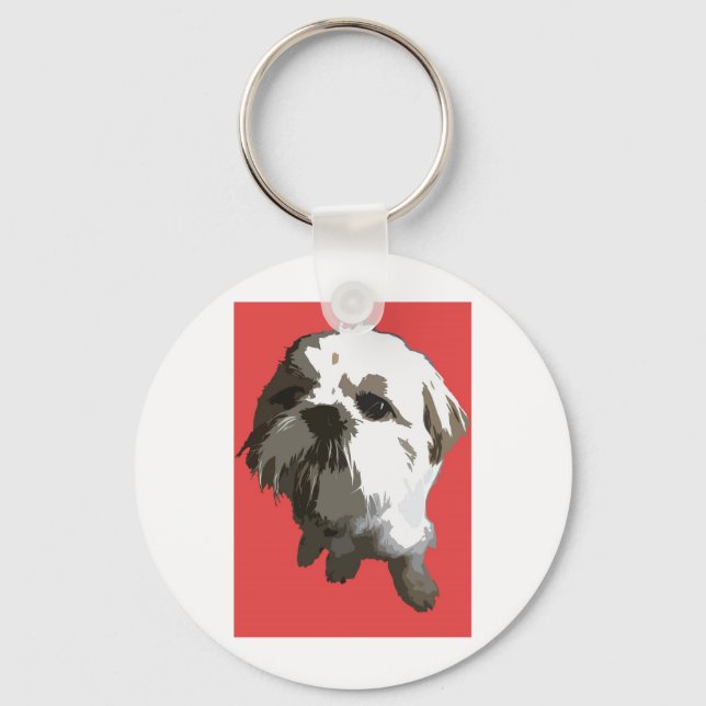 Shih Tzu (rot) Schlüsselanhänger (Vorderseite)