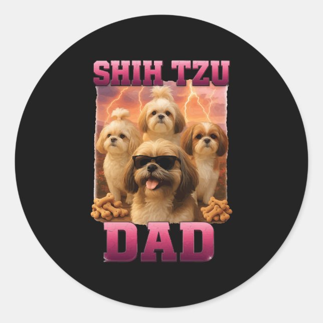 Shih Tzu    Runder Aufkleber (Vorderseite)