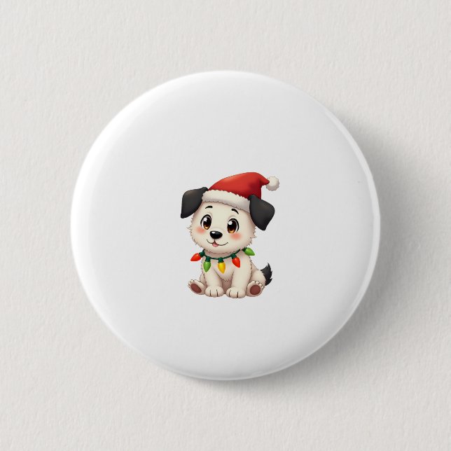 Shih Tzu Santa Christmas Tree Lights Xmas Dog Love Button (Vorderseite)