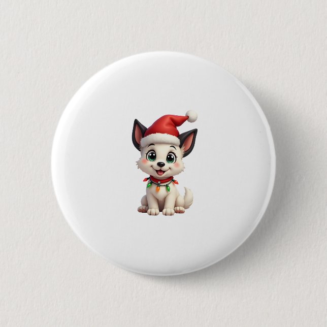 Shih Tzu Santa Christmas Tree Lights Xmas Dog Love Button (Vorderseite)
