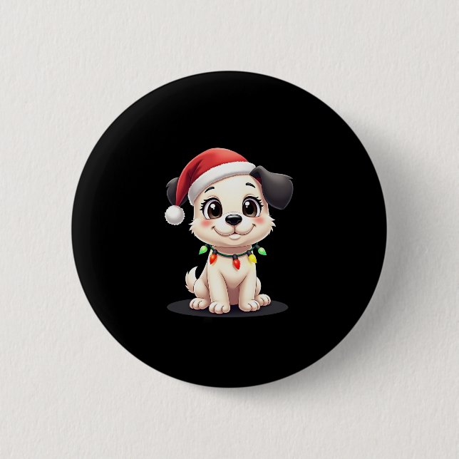 Shih Tzu Santa Christmas Tree Lights Xmas Dog Love Button (Vorderseite)