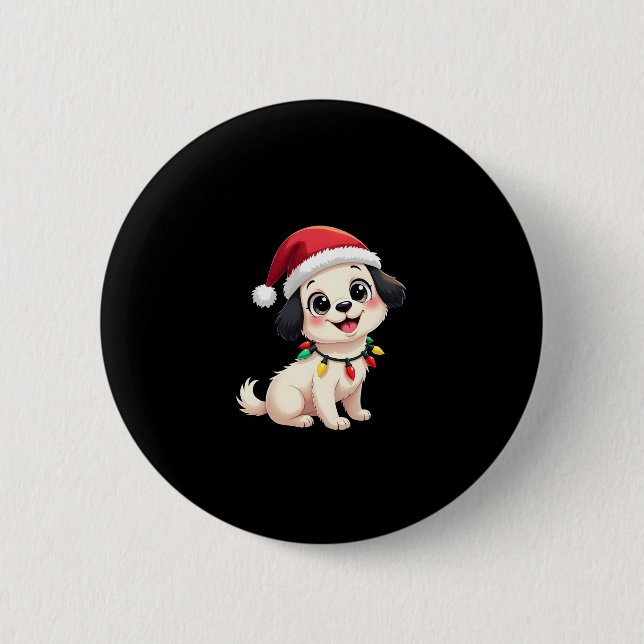 Shih Tzu Santa Christmas Tree Lights Xmas Dog Love Button (Vorderseite)