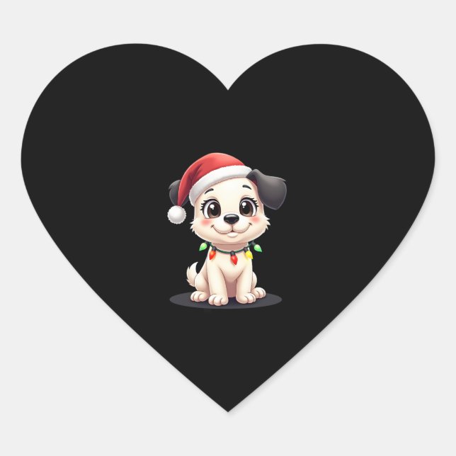 Shih Tzu Santa Christmas Tree Lights Xmas Dog Love Herz-Aufkleber (Vorderseite)