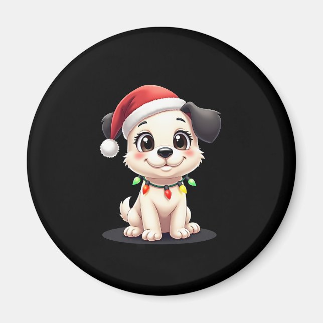 Shih Tzu Santa Christmas Tree Lights Xmas Dog Love Magnet (Vorne)