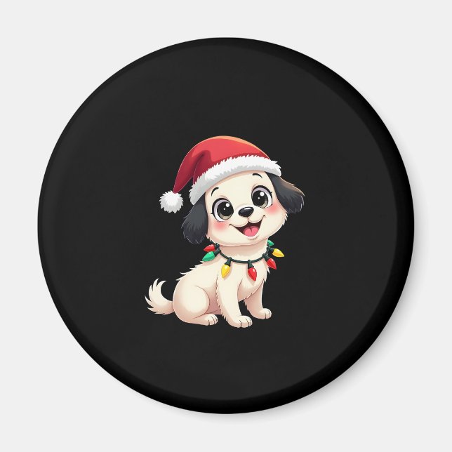 Shih Tzu Santa Christmas Tree Lights Xmas Dog Love Magnet (Vorne)