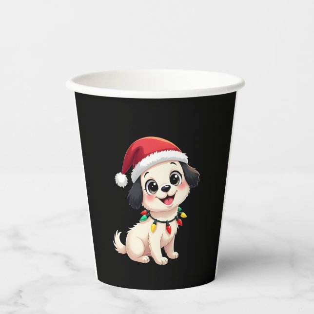 Shih Tzu Santa Christmas Tree Lights Xmas Dog Love Pappbecher (Vorderseite)