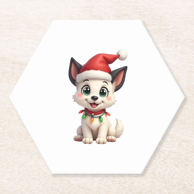 Shih Tzu Santa Christmas Tree Lights Xmas Dog Love Untersetzer (Vorderseite)