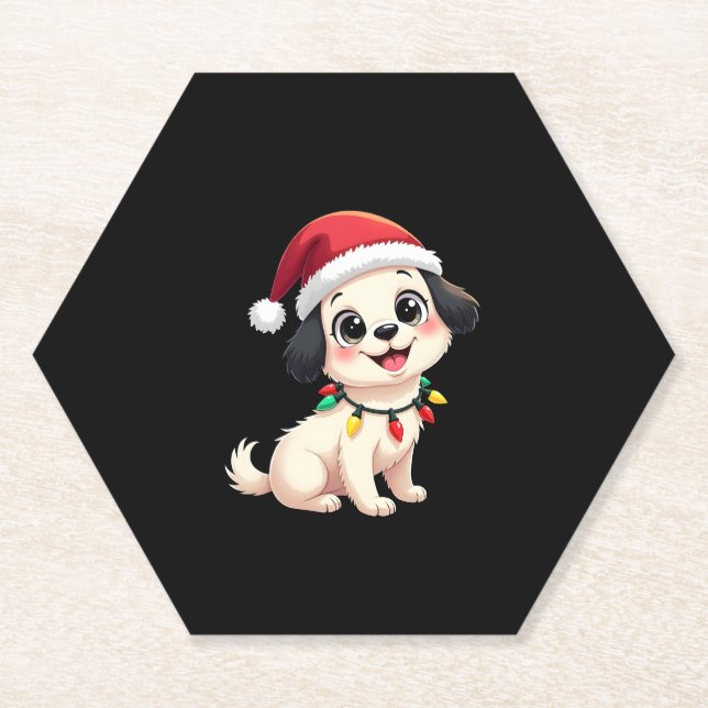Shih Tzu Santa Christmas Tree Lights Xmas Dog Love Untersetzer (Vorderseite)