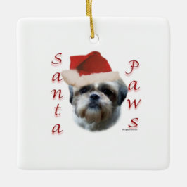 Shih Tzu Santa Paws Keramikornament