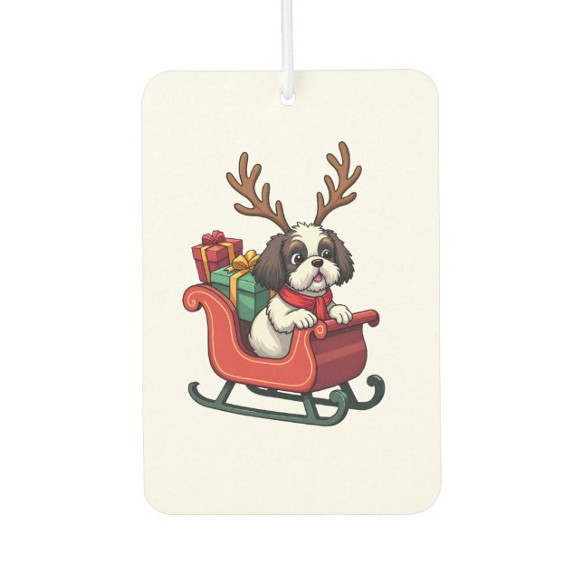 Shih Tzu Santas Schlittenfahrt Autolufterfrischer (Vorderseite)