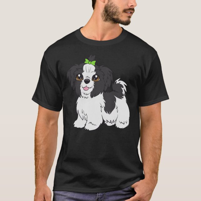 Shih Tzu (Schwarz und Amp Weiß) T-Shirt (Vorderseite)