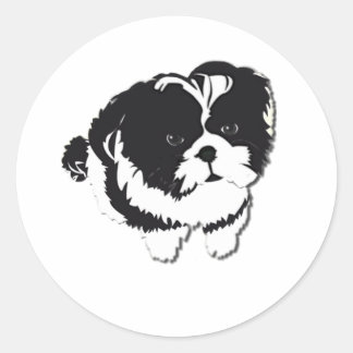 Shih Tzu Schwarz-weiß Dog Pet Runder Aufkleber
