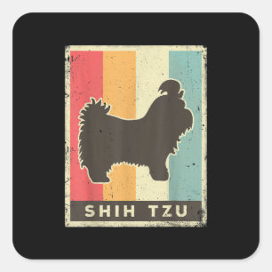 Shih Tzu Shih Tzu Hund Vintage Retro Quadratischer Aufkleber