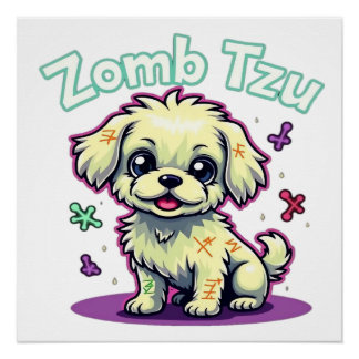 Shih Tzu Shihtzu Zombie Dog Halloween Oversized T- Poster