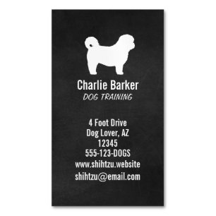 Shih Tzu Silhouette Chalkboard Style Vertikal Magnetische Visitenkarte