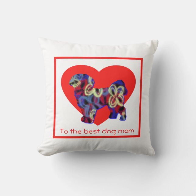 Shih Tzu Silhouette Hund Rotes Herz Muttertag Kissen (Vorderseite)