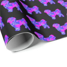 Shih Tzu Silhouette Pink & Blue Dog Black Paper Geschenkpapier