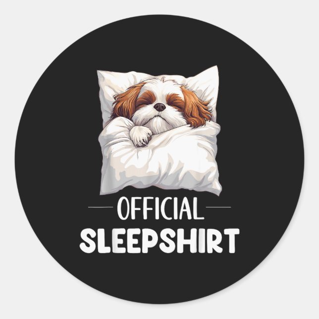 Shih Tzu Sleepshirt Cute Dog Lover Pajama Sleepwea Runder Aufkleber (Vorderseite)