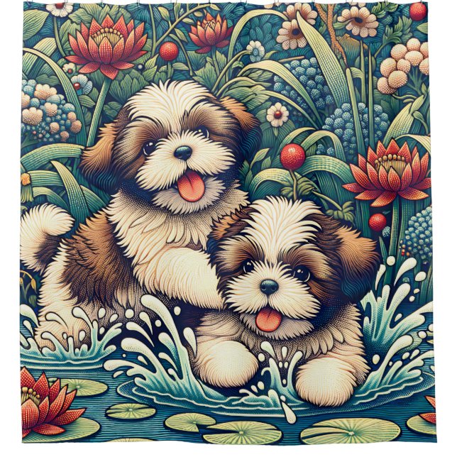 "Shih Tzu Splash" Duschvorhang (Vorderseite)