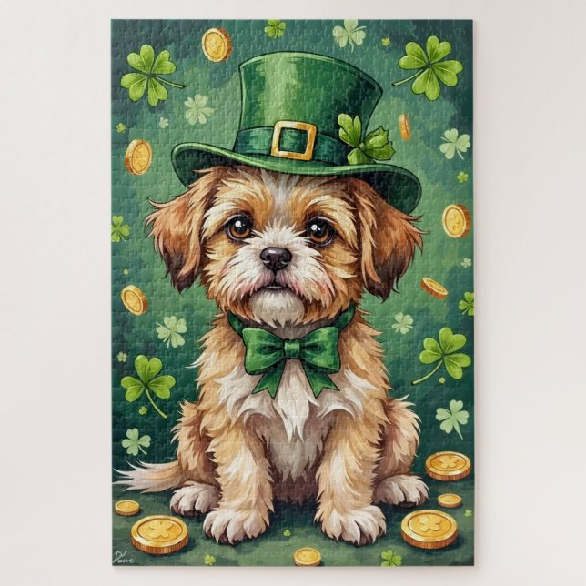 Shih Tzu St Patrick’s Day Cute Lucky Dog Puzzle (Vertikal)
