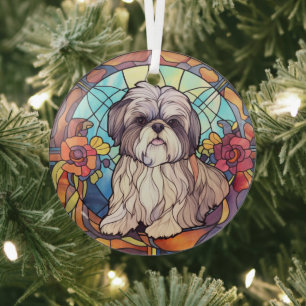 Shih Tzu Stains Ornament Aus Glas