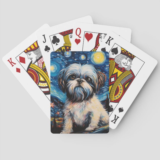 Shih Tzu Starry Night Spielkarten (Rückseite)