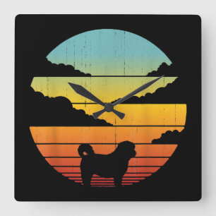 Shih Tzu Style 60s 70s Men Women Gifts Quadratische Wanduhr