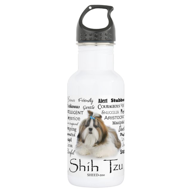 Shih Tzu Tracks Wasserflasche (Vorderseite)