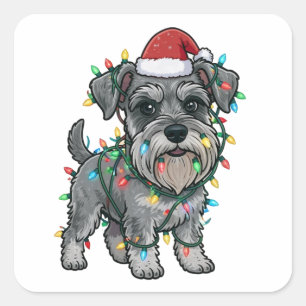 Shih Tzu trägt einen Weihnachtsmannhut zu Weihnach Quadratischer Aufkleber