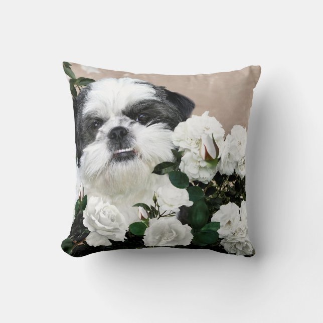 Shih Tzu und Rosen Kissen (Vorderseite)