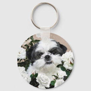 Shih Tzu und Rosen Schlüsselanhänger