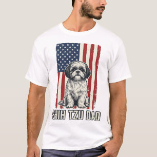 Shih Tzu Vater Patriotische Flagge Vintage Hundesh T-Shirt