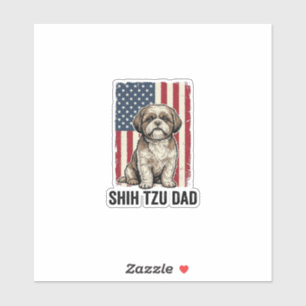 Shih Tzu Vater Patriotisches Vintage Hundeshirt De Aufkleber