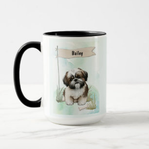 Shih Tzu Wasserfarben-Personalisierter Hund Tasse
