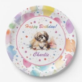 Shih Tzu Watercolor Paper Plate Pappteller
