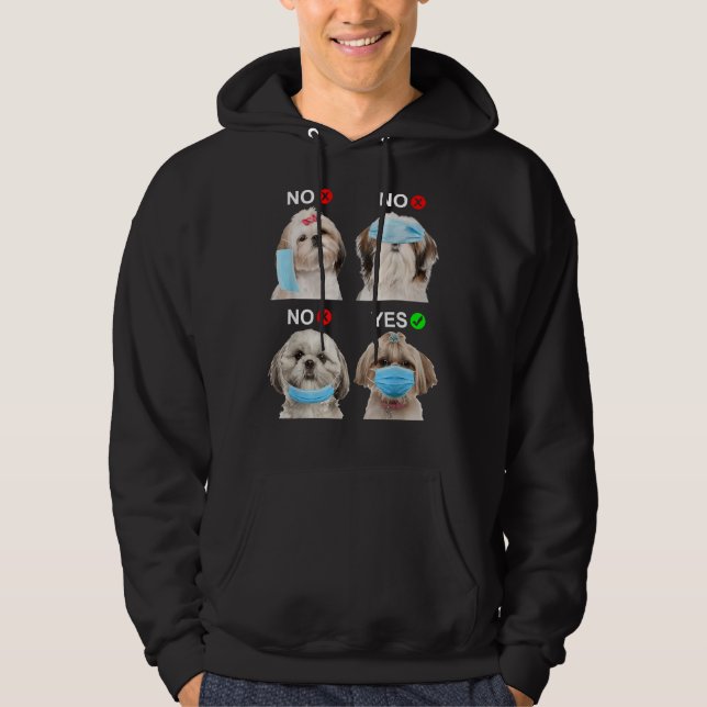 Shih Tzu Wear Gesichtsmaske Rechter Hund für Männe Hoodie (Vorderseite)