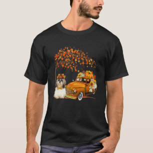 Shih Tzu Wearing Hat Fall Tree Lieferwagen Truck P T-Shirt
