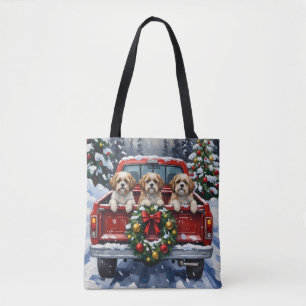 Shih Tzu Weihnachten Rotes Lastwagen Ferien