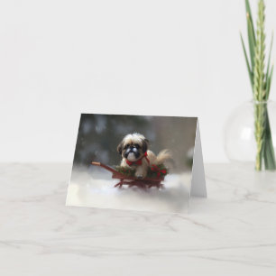 Shih Tzu Weihnachten Schnee Winter Karte