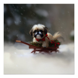 Shih Tzu Weihnachten Schnee Winter Poster