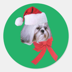 Shih Tzu Weihnachtsaufkleber Runder Aufkleber