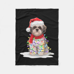 Shih Tzu Weihnachtsbaum Niedliche Weihnachtsmannmü Fleecedecke