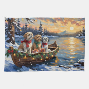 Shih Tzu Weihnachtsboot Urlaub Geschirrtuch