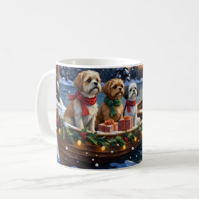 Shih Tzu Weihnachtsboot Urlaub Kaffeetasse (Vorderseite Links)