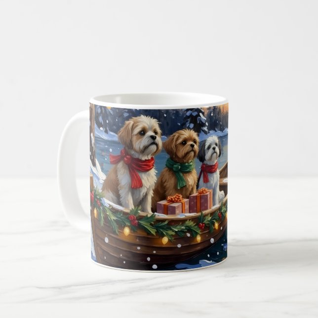 Shih Tzu Weihnachtsboot Urlaub Kaffeetasse (Vorderseite Links)