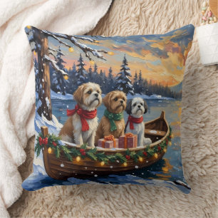 Shih Tzu Weihnachtsboot Urlaub Kissen
