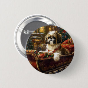 Shih Tzu Weihnachtsfeiertag Button