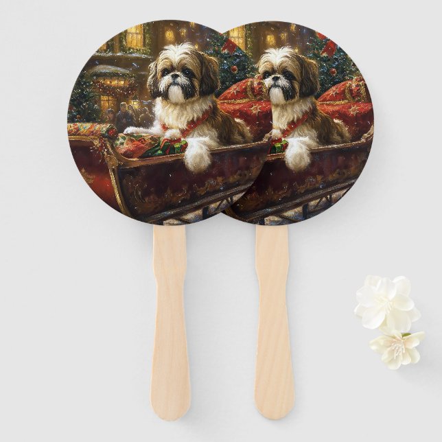 Shih Tzu Weihnachtsfeiertag Fächer (Vorne und Hinten)