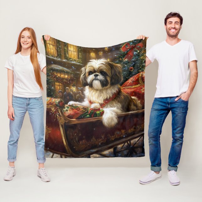 Shih Tzu Weihnachtsfeiertag Fleecedecke (Beispiel)