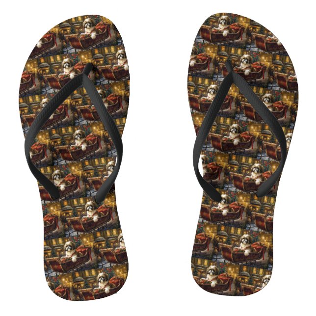 Shih Tzu Weihnachtsfeiertag Flip Flops (Fußbett)